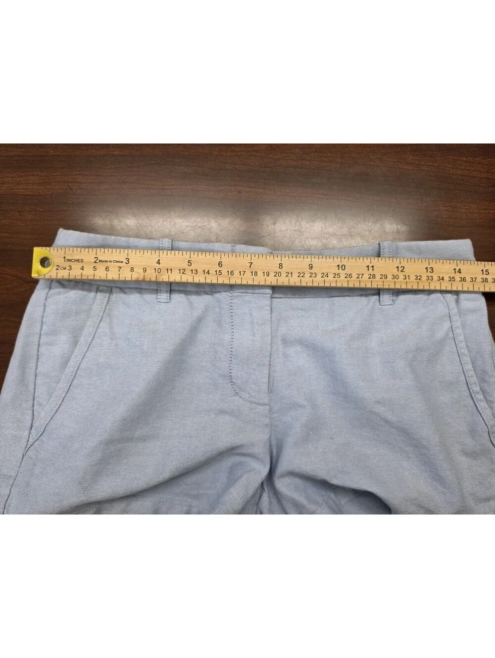 J Crew Womens Size 0 Flat Front 100% Cotton Oxford Shorts Light Blue Preppy